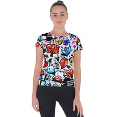 Graffiti Art Cartoon Comic Short Sleeve Sports Top  by Salman4z