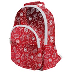 Christmas Pattern Red Rounded Multi Pocket Backpack by Salman4z