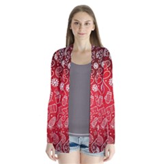 Christmas Pattern Red Drape Collar Cardigan by Salman4z