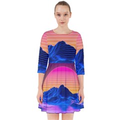 Sun Ultra Artistic 3d Illustration Sunset Smock Dress by Salman4z