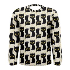 Black Cats And Dots Koteto Cat Pattern Kitty Men s Long Sleeve Tee