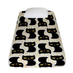 Black Cats And Dots Koteto Cat Pattern Kitty Fitted Sheet (single Size) by Salman4z