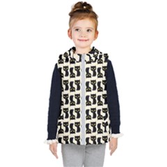 Black Cats And Dots Koteto Cat Pattern Kitty Kids  Hooded Puffer Vest by Salman4z