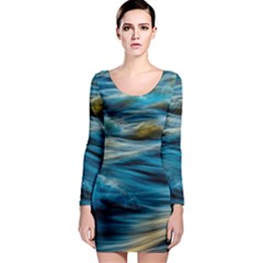 Waves Abstract Long Sleeve Bodycon Dress