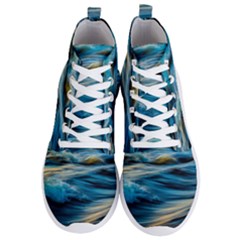 Waves Abstract Men s Lightweight High Top Sneakers by Salman4z