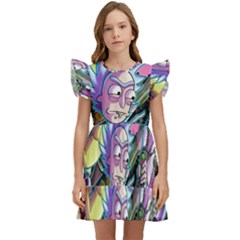 Rick And Morty Time Travel Ultra Kids  Winged Sleeve Dress