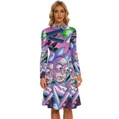 Rick And Morty Time Travel Ultra Long Sleeve Shirt Collar A-line Dress by Salman4z