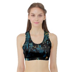 Hogwarts Castle Van Gogh Sports Bra With Border by Salman4z