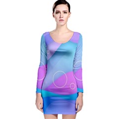Colorful Blue Purple Wave Long Sleeve Bodycon Dress