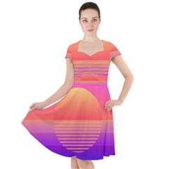 Sunset Summer Time Cap Sleeve Midi Dress by Salman4z
