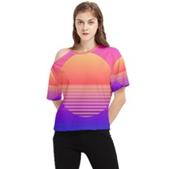 Sunset Summer Time One Shoulder Cut Out Tee