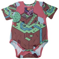 Minimal Digital Cityscape Baby Short Sleeve Bodysuit