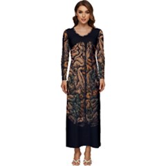 Always On My Mind Tobe Map Places Travel Vintage Long Sleeve Longline Maxi Dress by Salman4z