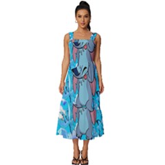 Blue Stitch Aesthetic Square Neckline Tiered Midi Dress by Salman4z