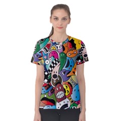 Cartoon Explosion Cartoon Characters Funny Women s Cotton Tee