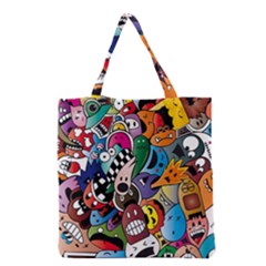 Cartoon Explosion Cartoon Characters Funny Grocery Tote Bag by Salman4z