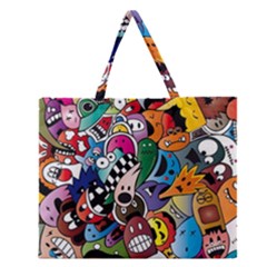 Cartoon Explosion Cartoon Characters Funny Zipper Large Tote Bag by Salman4z