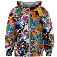 Cartoon Explosion Cartoon Characters Funny Kids  Zipper Hoodie Without Drawstring by Salman4z