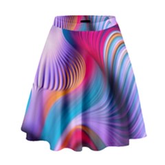 Colorful 3d Waves Creative Wave Waves Wavy Background Texture High Waist Skirt by Salman4z