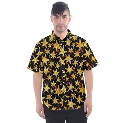 Shiny Glitter Stars Men s Short Sleeve Shirt by Salman4z