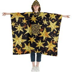 Shiny Glitter Stars Women s Hooded Rain Ponchos