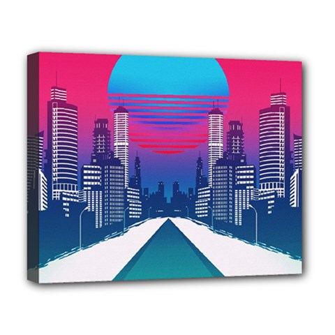 Retro Cityscape Artist Artwork Digital Art Deluxe Canvas 20  x 16  (Stretched)