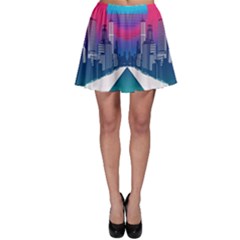 Retro Cityscape Artist Artwork Digital Art Skater Skirt