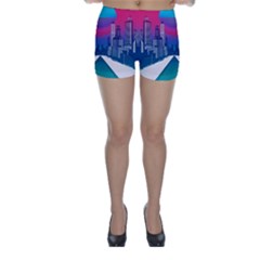 Retro Cityscape Artist Artwork Digital Art Skinny Shorts