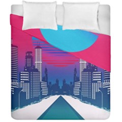 Retro Cityscape Artist Artwork Digital Art Duvet Cover Double Side (California King Size)