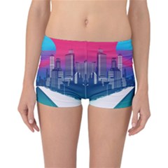 Retro Cityscape Artist Artwork Digital Art Reversible Boyleg Bikini Bottoms