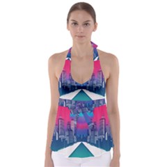 Retro Cityscape Artist Artwork Digital Art Babydoll Tankini Top