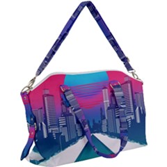 Retro Cityscape Artist Artwork Digital Art Canvas Crossbody Bag by Salman4z