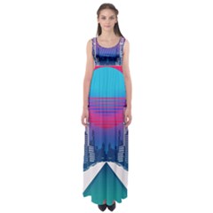 Retro Cityscape Artist Artwork Digital Art Empire Waist Maxi Dress