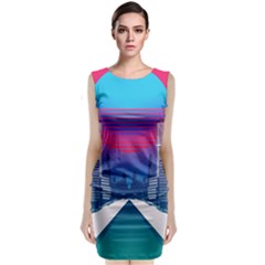 Retro Cityscape Artist Artwork Digital Art Classic Sleeveless Midi Dress