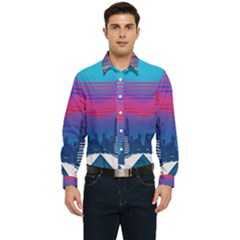 Retro Cityscape Artist Artwork Digital Art Men s Long Sleeve  Shirt