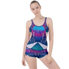 Retro Cityscape Artist Artwork Digital Art Boyleg Tankini Set 