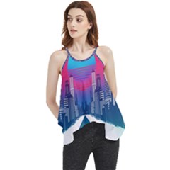 Retro Cityscape Artist Artwork Digital Art Flowy Camisole Tank Top