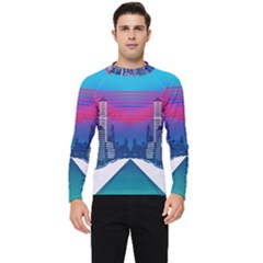 Retro Cityscape Artist Artwork Digital Art Men s Long Sleeve Rash Guard