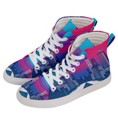 Retro Cityscape Artist Artwork Digital Art Women s Hi-Top Skate Sneakers