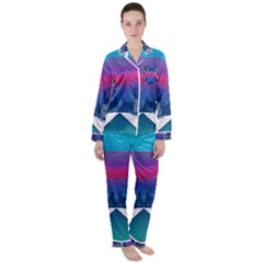 Retro Cityscape Artist Artwork Digital Art Women s Long Sleeve Satin Pajamas Set	