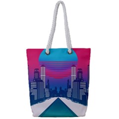 Retro Cityscape Artist Artwork Digital Art Full Print Rope Handle Tote (small) by Salman4z