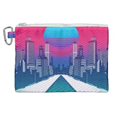 Retro Cityscape Artist Artwork Digital Art Canvas Cosmetic Bag (XL)