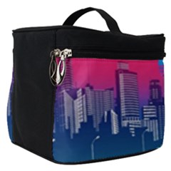 Retro Cityscape Artist Artwork Digital Art Make Up Travel Bag (Small)