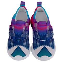 Retro Cityscape Artist Artwork Digital Art Kids  Velcro No Lace Shoes by Salman4z