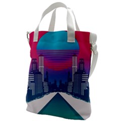 Retro Cityscape Artist Artwork Digital Art Canvas Messenger Bag