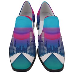 Retro Cityscape Artist Artwork Digital Art Women Slip On Heel Loafers