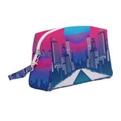 Retro Cityscape Artist Artwork Digital Art Wristlet Pouch Bag (Medium)