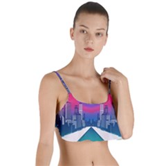 Retro Cityscape Artist Artwork Digital Art Layered Top Bikini Top 