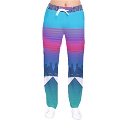 Retro Cityscape Artist Artwork Digital Art Women Velvet Drawstring Pants