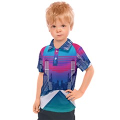 Retro Cityscape Artist Artwork Digital Art Kids  Polo Tee